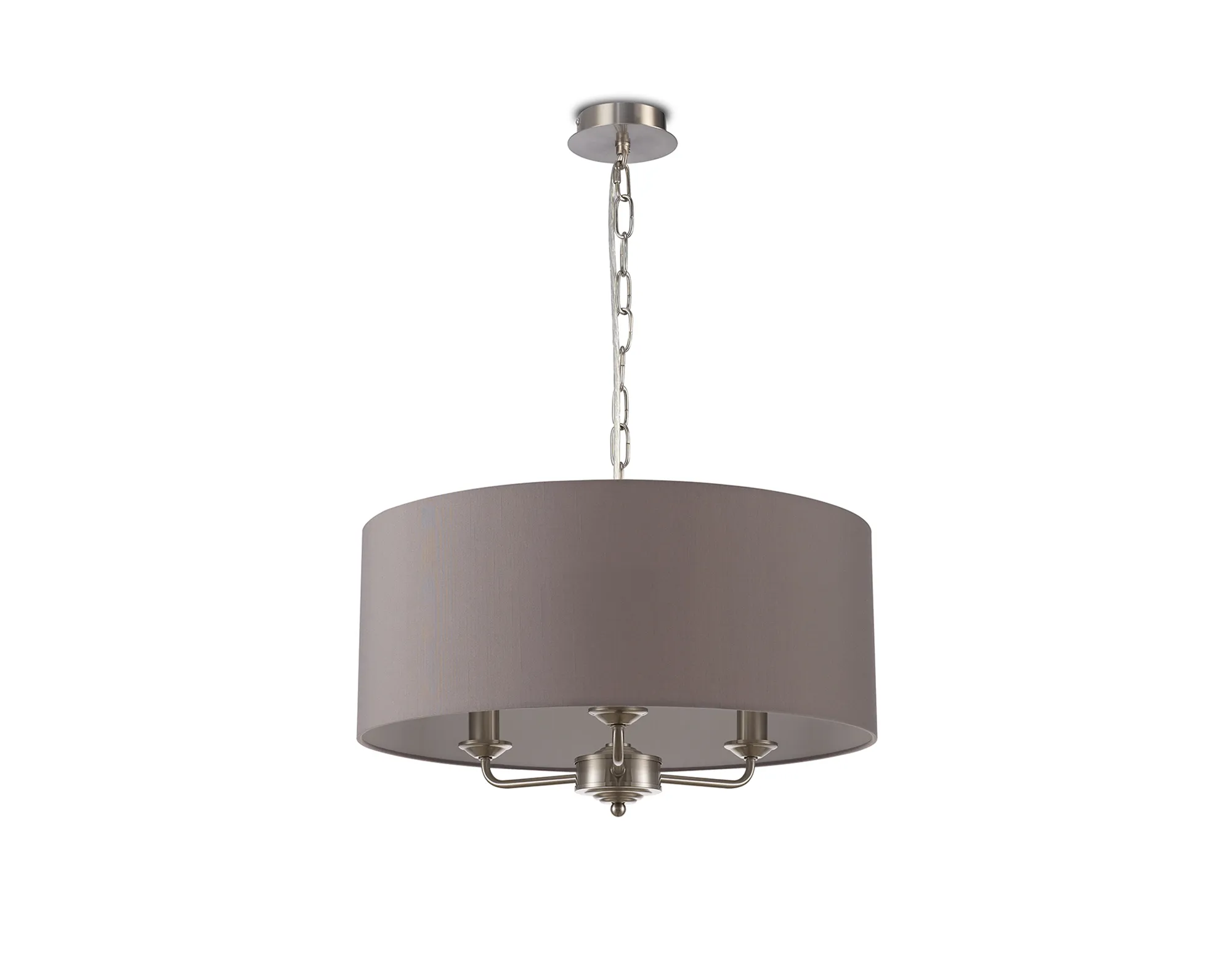 Banyan 50cm 3 Light Pendant Satin Nickel, Grey DK0074  Deco Banyan SN GR